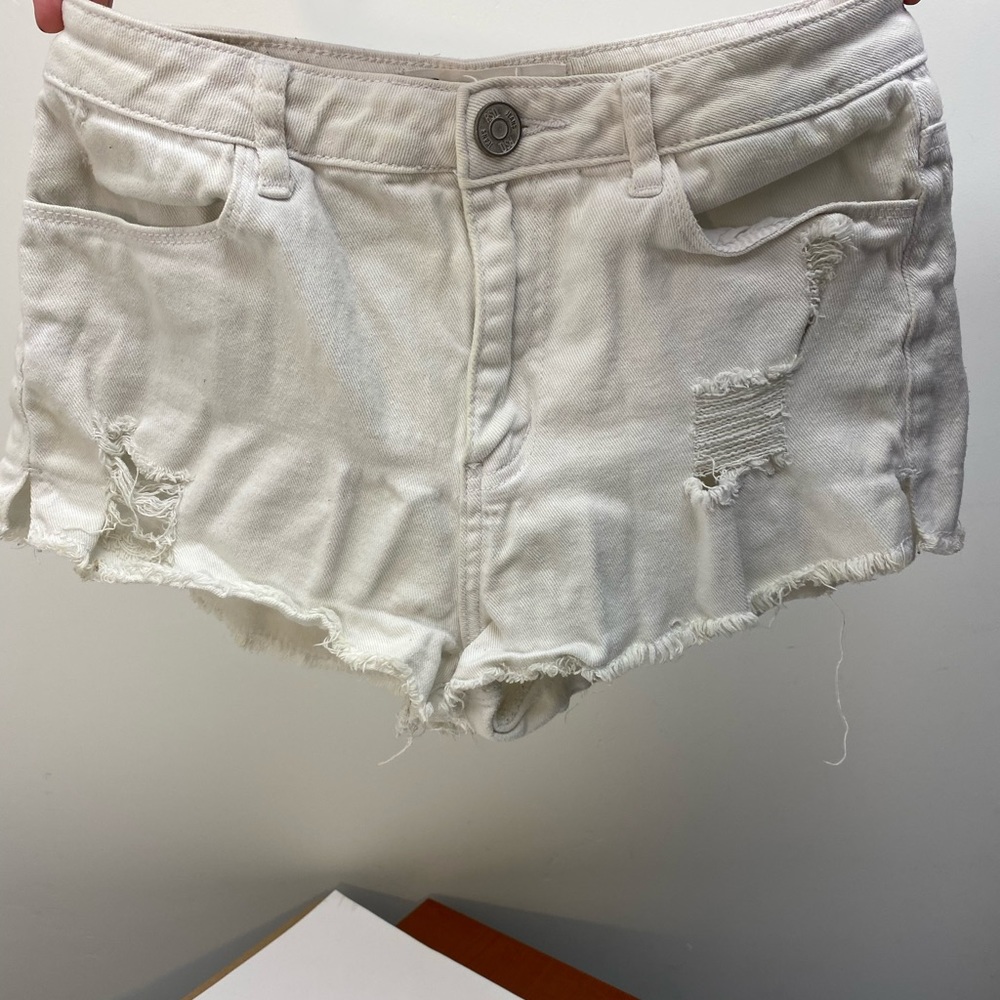 White jean shorts